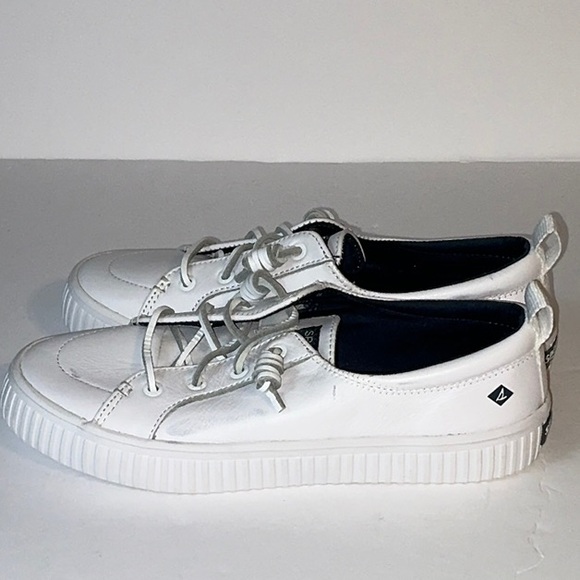 Sperry, White Leather Sneakers, Women’s Size 7. - Picture 4 of 11